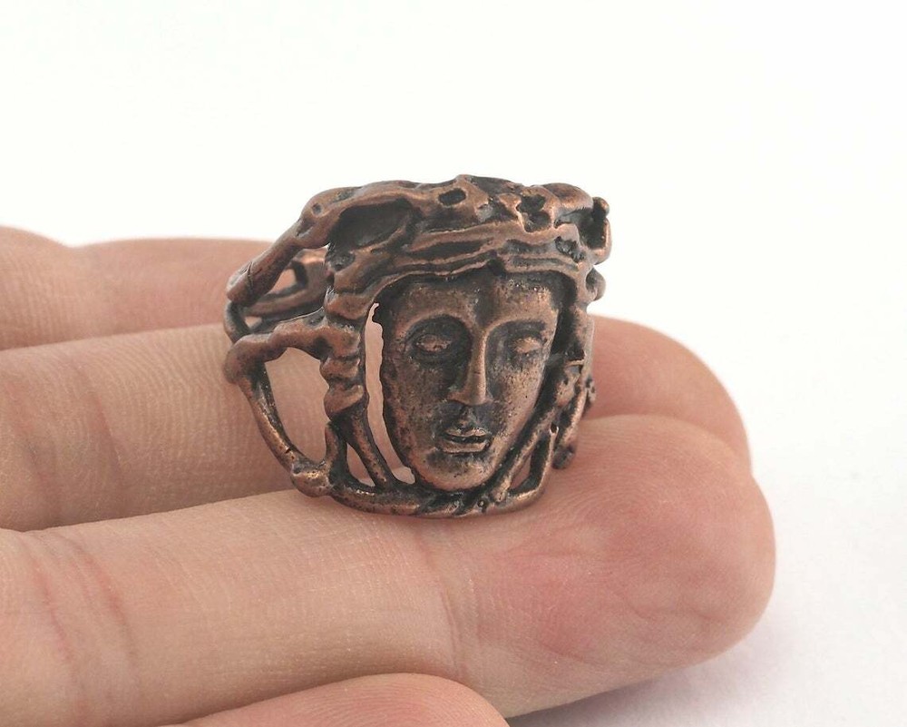 Face Adjustable Ring Antique Copper plated brass 19mm 9US inner size Adjust 3248