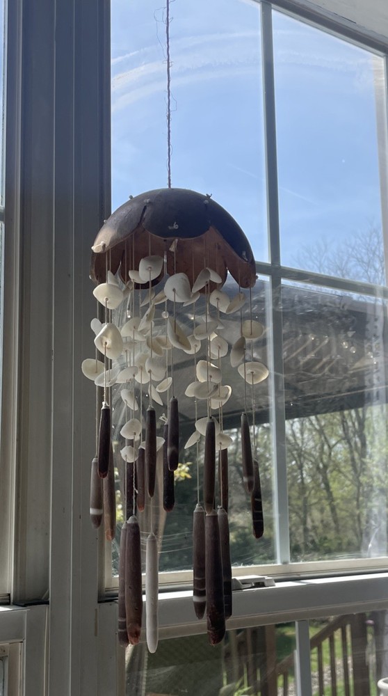 Boho  Wind Chime Vintage Sea Shell, Urchin Spine & Coconut Shell Top Decoration