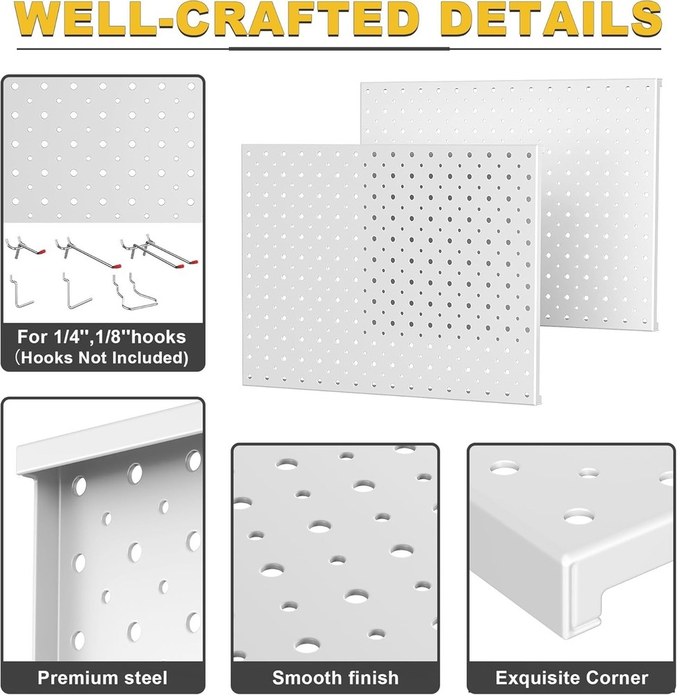 Versatile Gray Pegboard Wall Panels - Rust-Resistant with Easy Installation