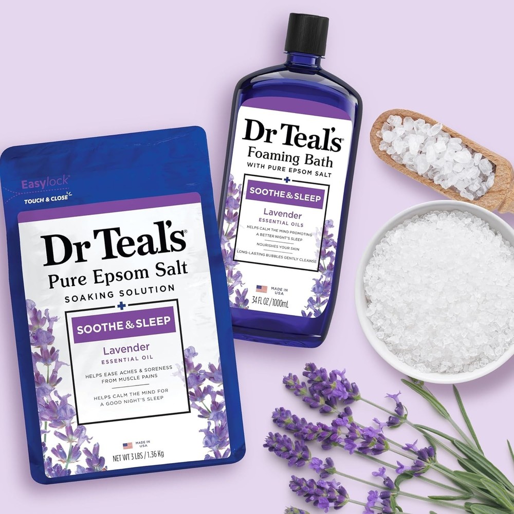 Dr. Teal's Epsom Salt Soaking Solution and Foaming Bath with Pure Epsom Salt ...
