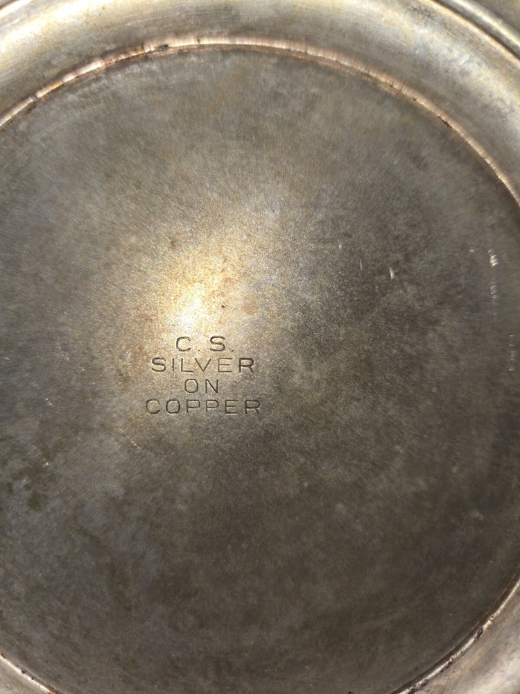 C S Silver On Copper Vintage Watering Pitcher