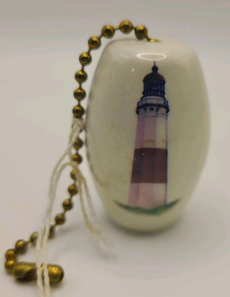 Nautical Lighthouse Porcelain Ceiling Fan Pull 2" Decorative Light Chain NOS