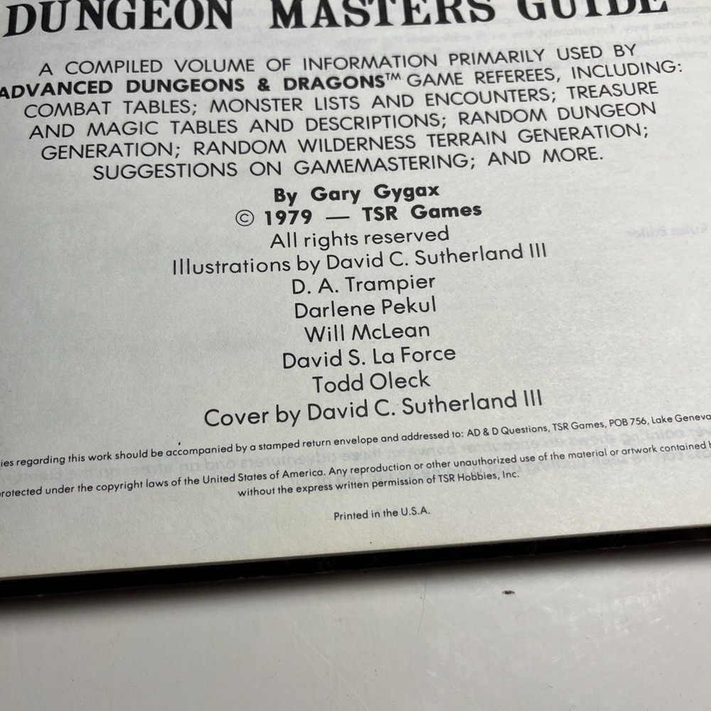 DUNGEON MASTERS GUIDE _ 1st First Print 1979 Advanced Dungeons & Dragons