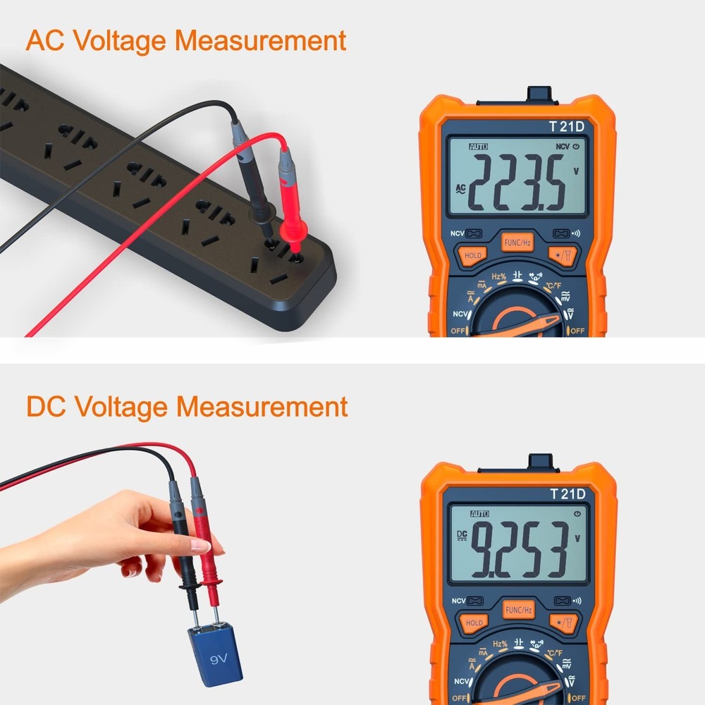 Rango automatico Amperimetro digital multimetro ohmiometro/voltimetro AC DC A...