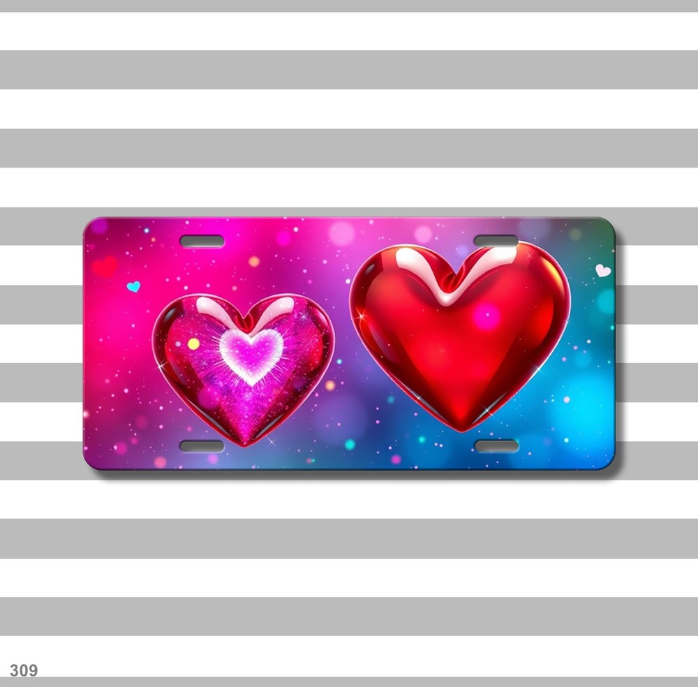 Bold Hearts License Plate Your Text Front Bumper Plate Everyday Gift