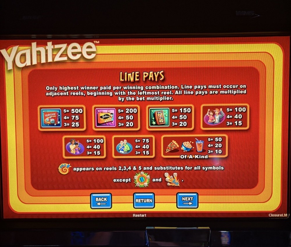 WMS BB2 YAHTZEE SLOT MACHINE SOFTWARE SET GAME & OS EXTREMELY FUN GAME TESTED