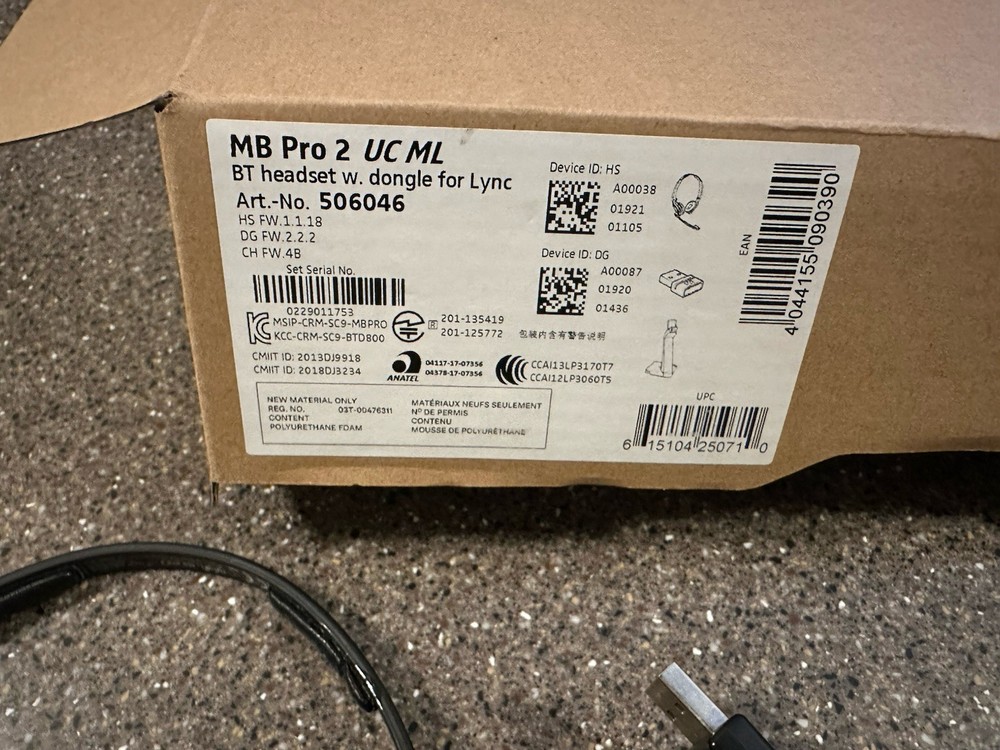 Sennheiser MB Pro 2 UC ML Bluetooth Headset Black 506046