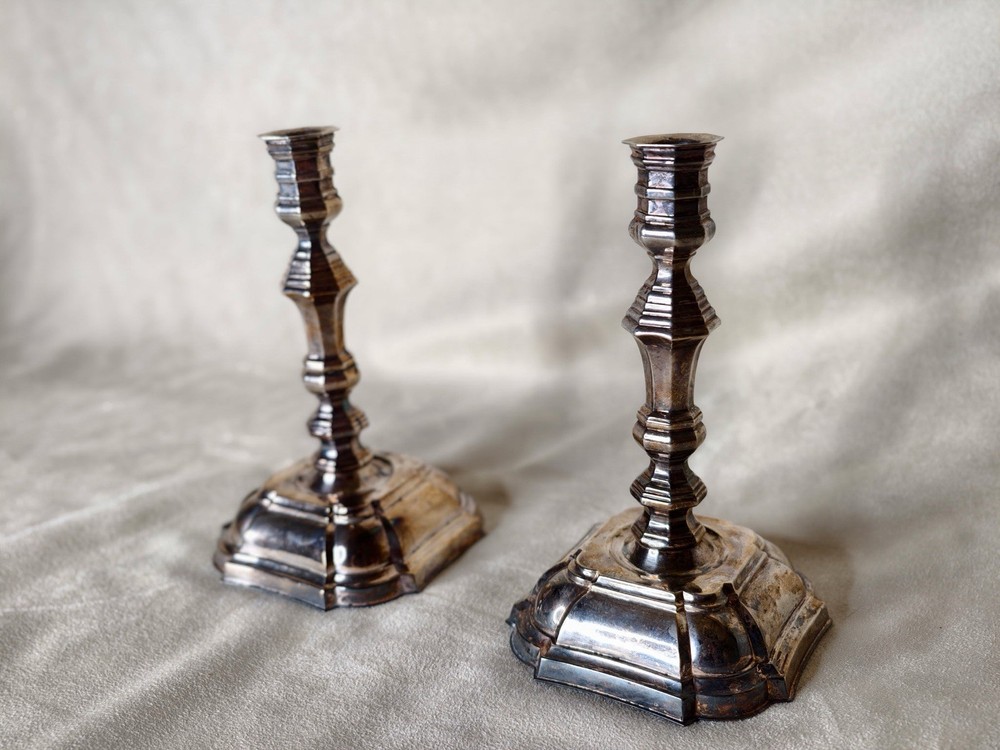 Pair of Antique Silverplate Candlesticks