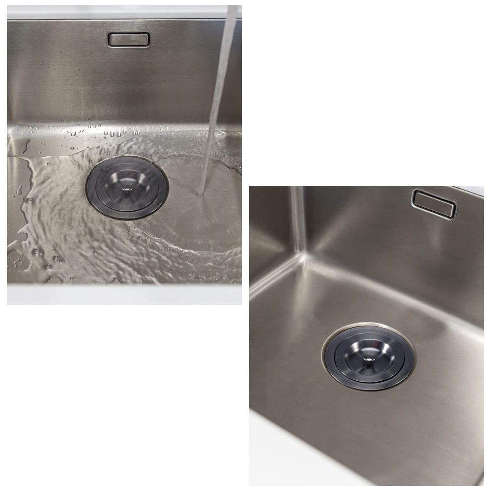 Kitchen Sink Drain 3-1/2 Inch Black Sink Drain Assembly Kit, Removable Deep S...