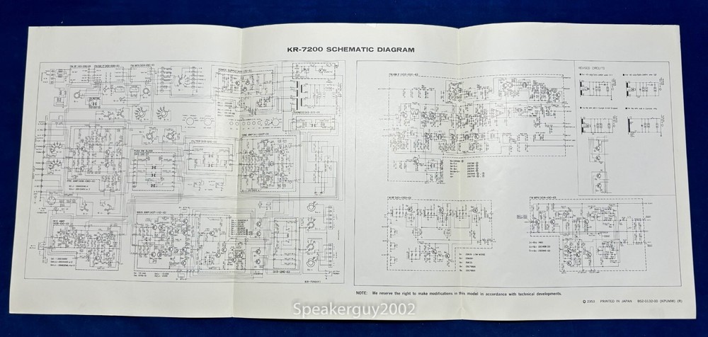 Original Kenwood KR-7200 Receiver Foldout Schematic