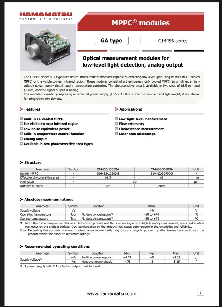 Hamamatsu MPPC Module