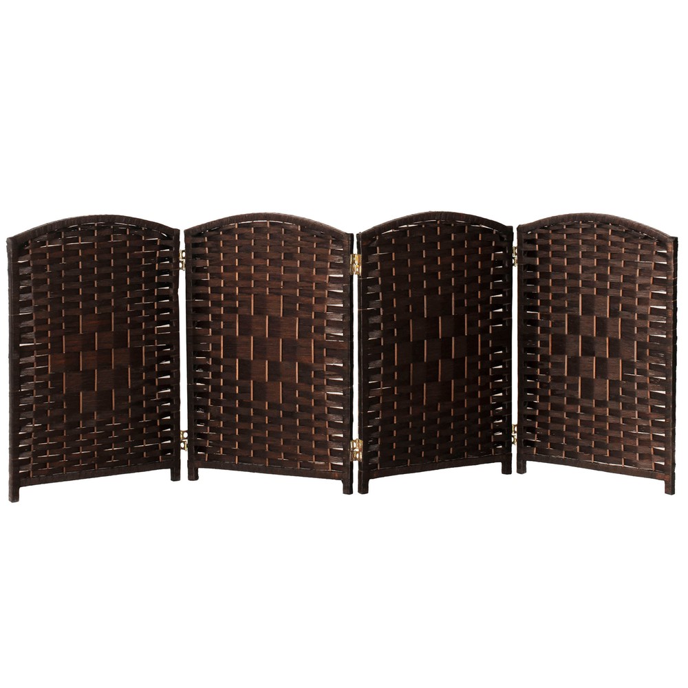 2 ft. Short Diamond Weave Fiber Folding Screen - Dark Mocha - 4 Panel