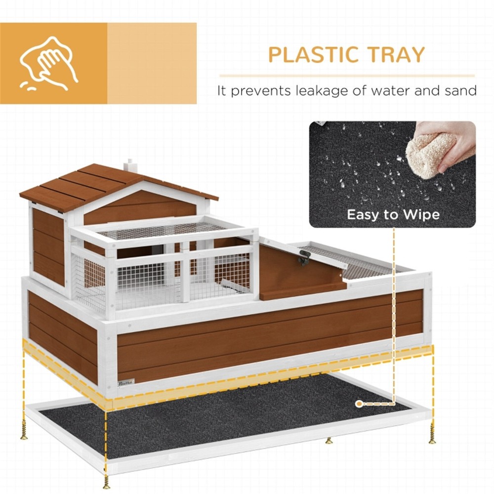 Wooden Rabbit Cage Easy To Clean with Pull-out Tray