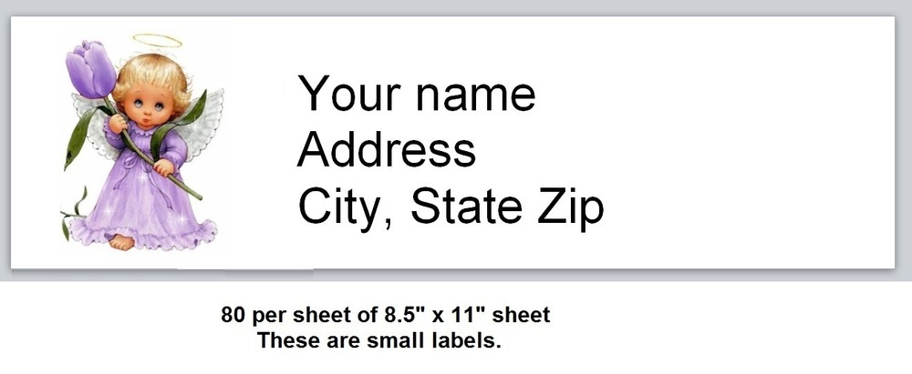 80 SMALL Personalized Address Labels Angels (A 11)