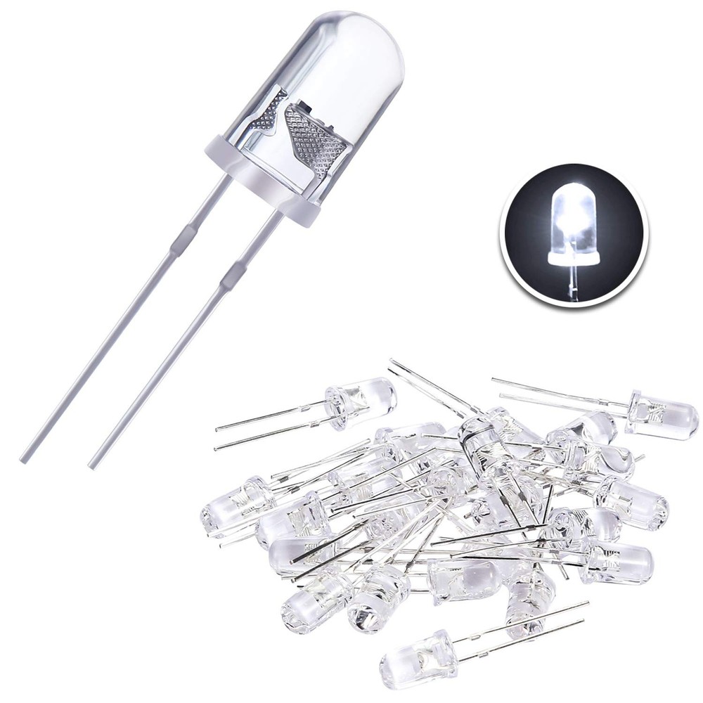 EBOOT 100 Pieces Clear LED Light Emitting Diodes Bulb Lamp, 5 White