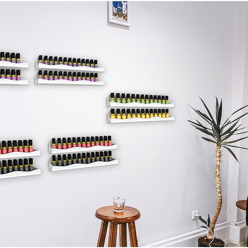 Wall Mounted Nail Polish Organizer Acrylic Shelf Modern Display Easy Access Gift