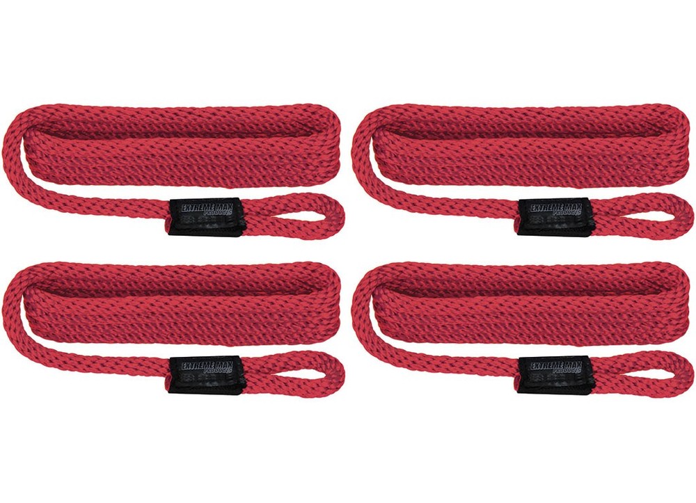 Extreme Max 3006.3366 BoatTector Solid Braid MFP Fender Line 4-Pack 3/8"x5', Red