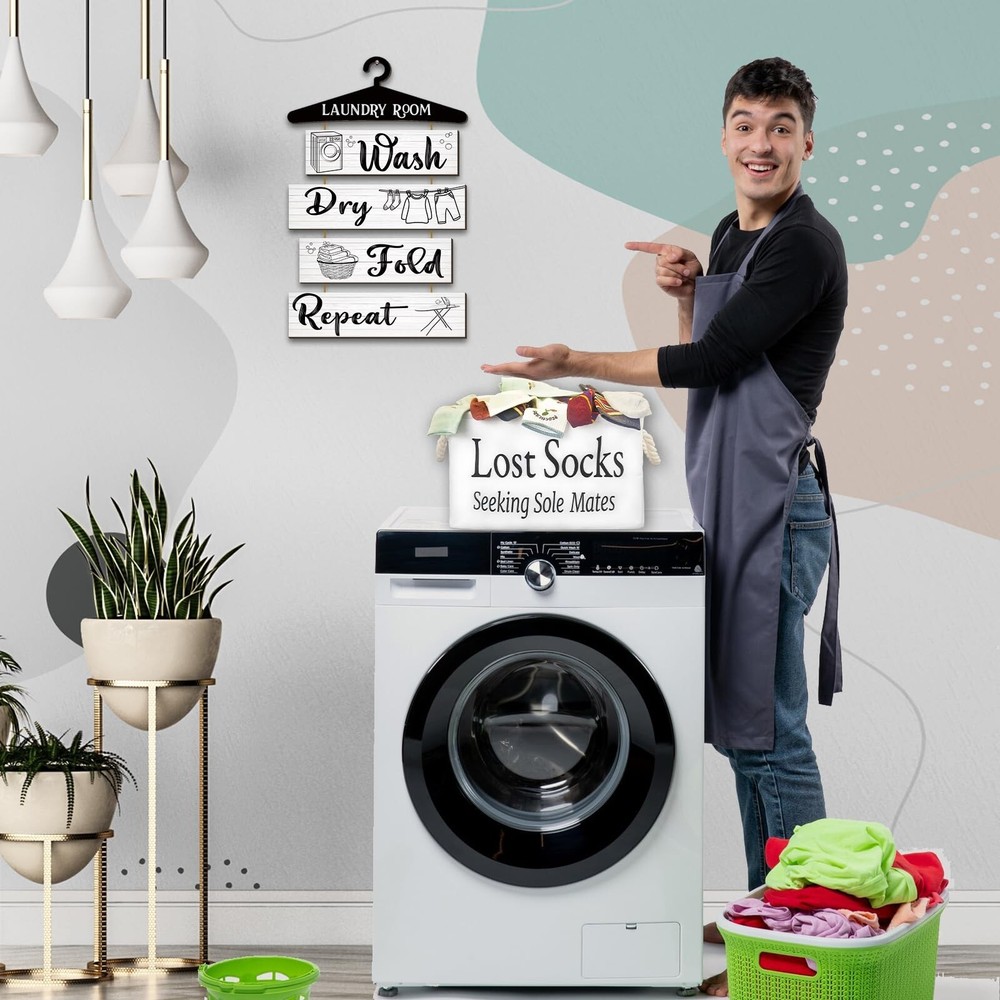 Rustic Laundry Room Decor and Accessories - Lost Sock Basket in Polyester Fab...