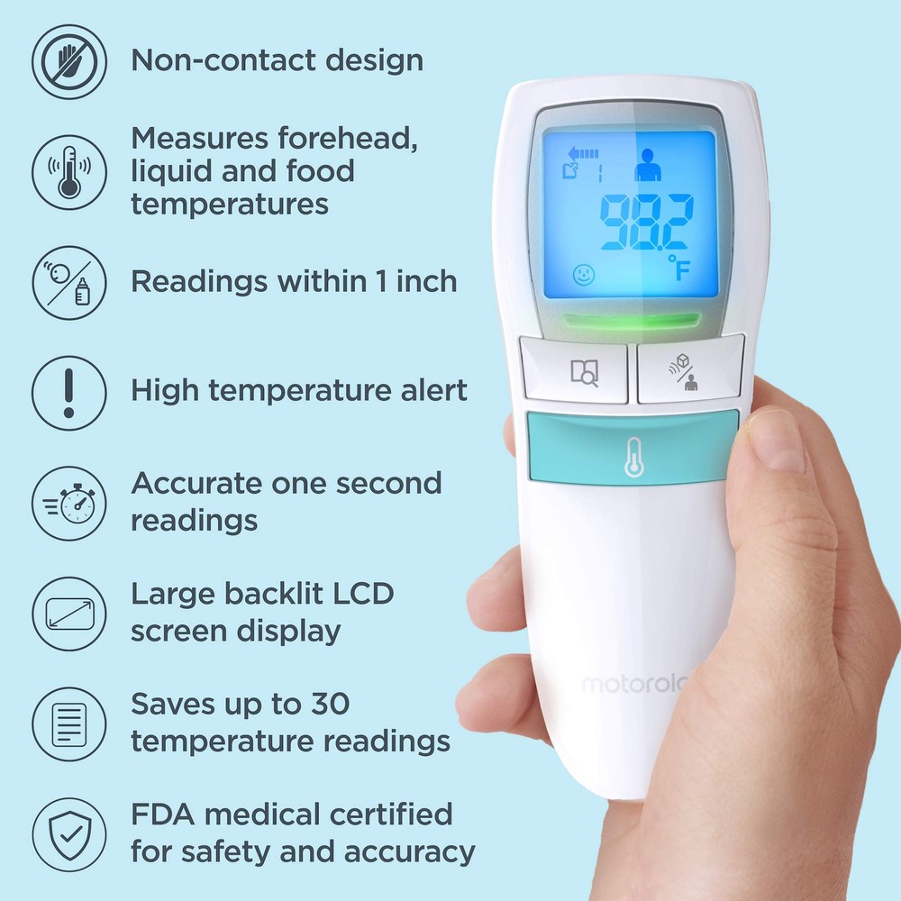 Motorola - Smart Touchless Forehead Thermometer (White)