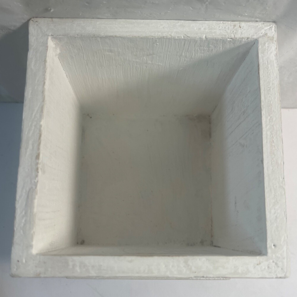 White Painted Square Wood Box “Grateful”