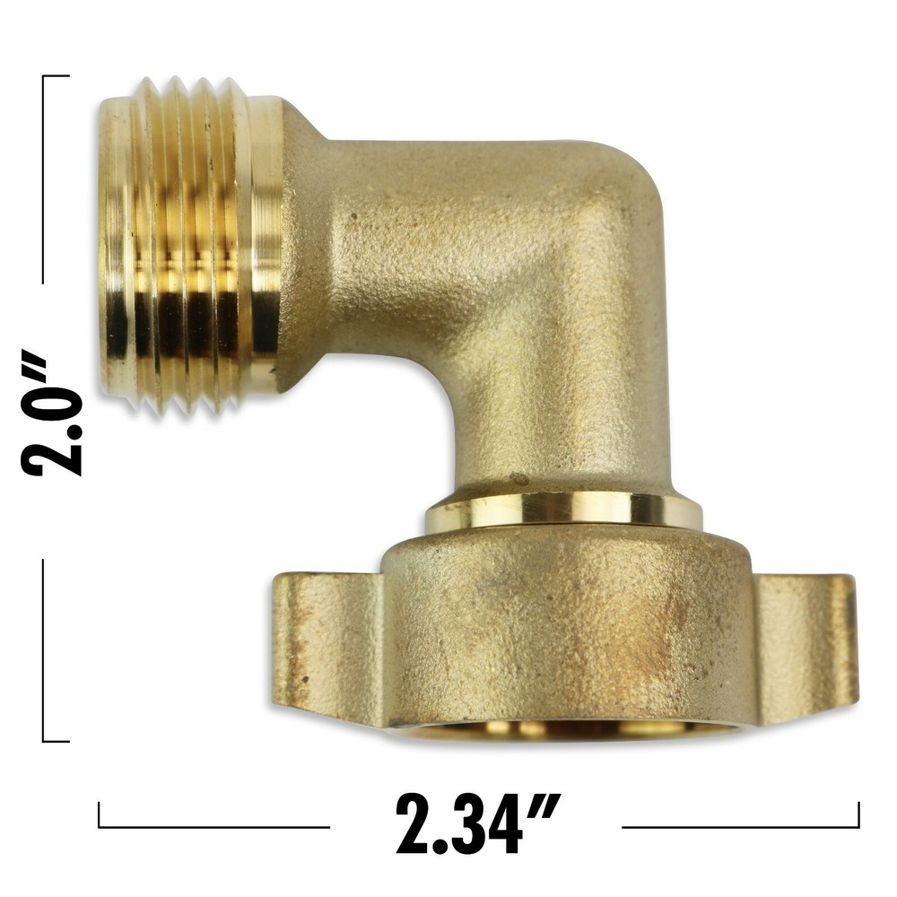 Leisure Coachworks 90 Degree Hose Elbow RV Water Intake Fitting Solid Brass 3/4"
