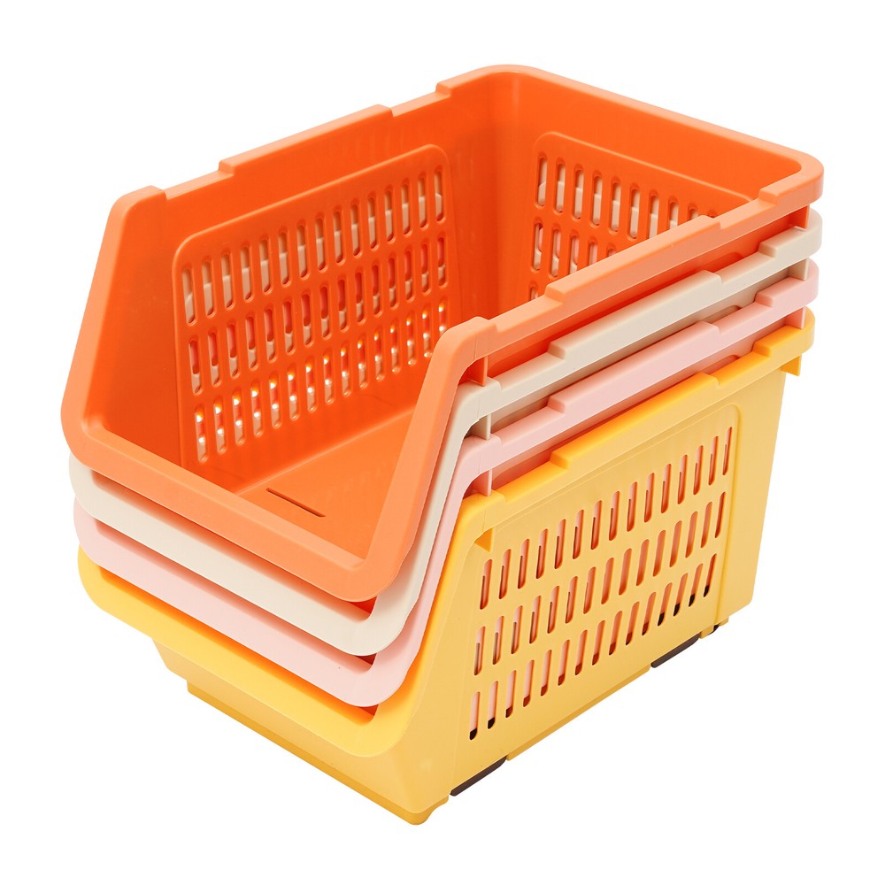 4 PCS Stacking Storage Baskets, Stackable Organizer Baskets,?Storage Bins