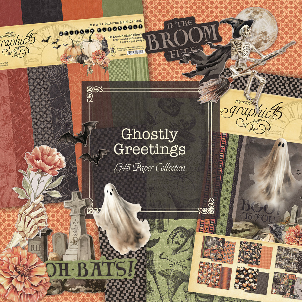 GRAPHIC 45 *GHOSTLY GREETINGS* COLLECTION BUNDLE ~ FALL HALLOWEEN *SHIPS FREE*
