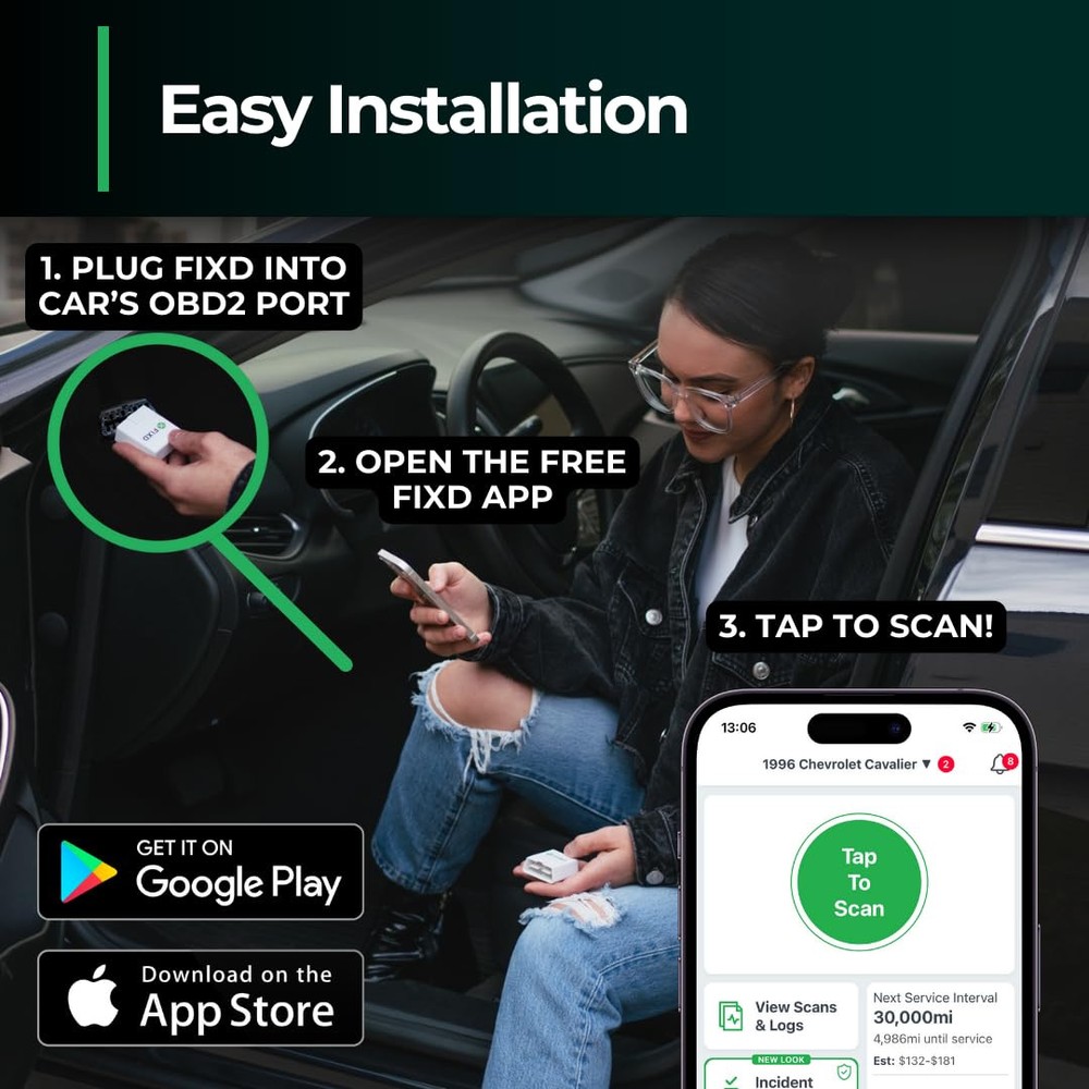 FIXD Bluetooth OBD2 Scanner for Car - Car Code Readers & Scan Tools for iPhon...