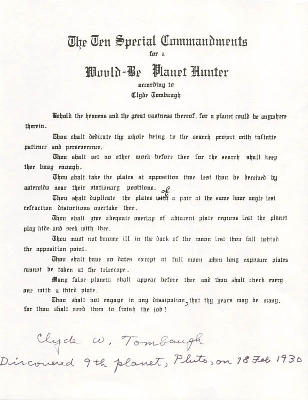 CLYDE WILLIAM TOMBAUGH - TYPESCRIPT SIGNED