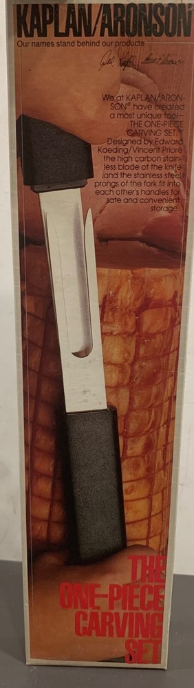 KAPLAN ARONSON One Piece Nesting Carving Set  Knife Fork Black Handle