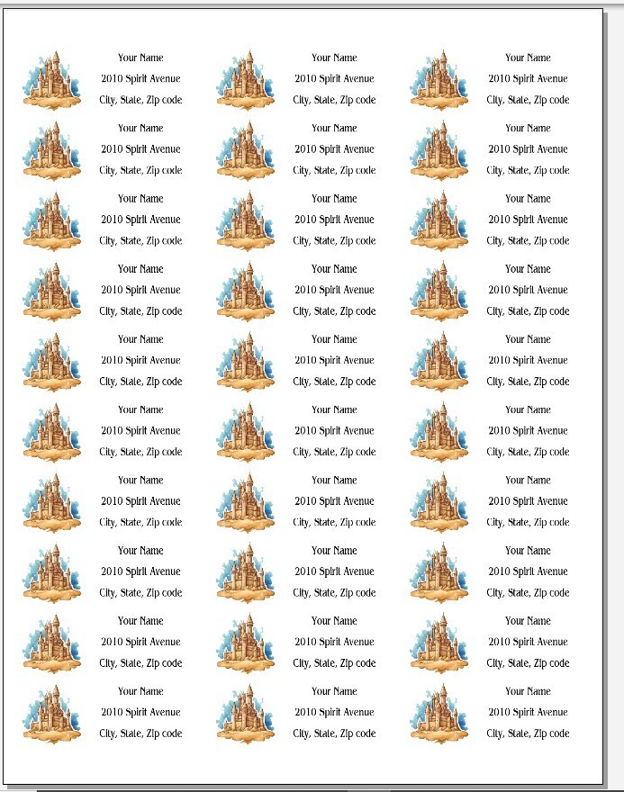 150 Sand Castle on Beach Sandcastle Mailing Return Address Labels Personalized