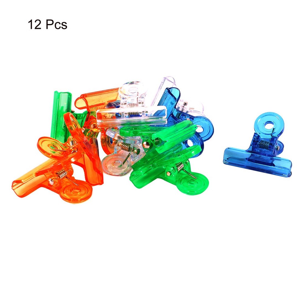 Office Stationery Plastic Documents Binder Clips Clamp Multicolor 12 Pcs