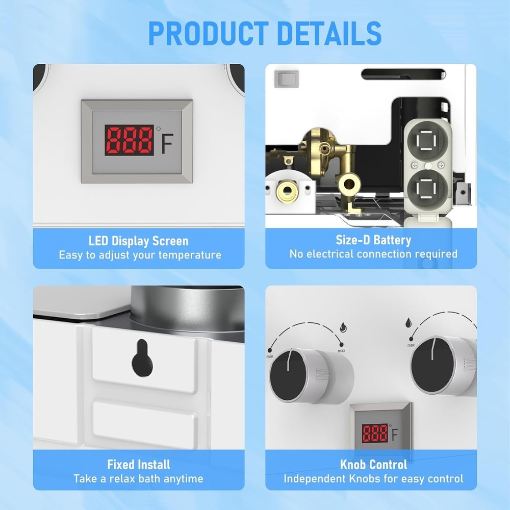 Calentador de agua sin tanque, calentador de agua a propano para exteriores, cal