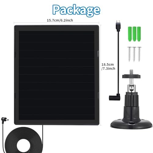 Solar Panel Charger for Ring Camera, Compatible with Ri ng Stick Up Black-2Pack