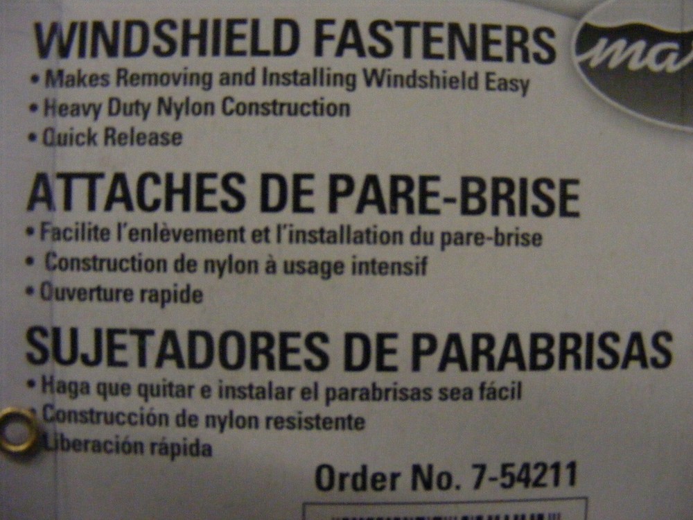 Marpac 54211 Windshield Window Quick Release Fastener PAIR Black Nylon