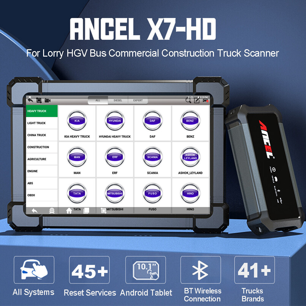 ANCEL X7HD Heavy Duty Truck Diagnostic Scanner DPF Regen Tool OBD2 Code Reader