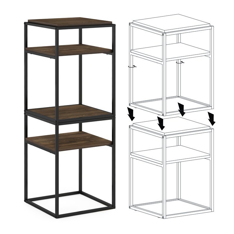 Furinno Moretti Engineered Wood 2-Tier Stackable Shelf in Columbia Walnut