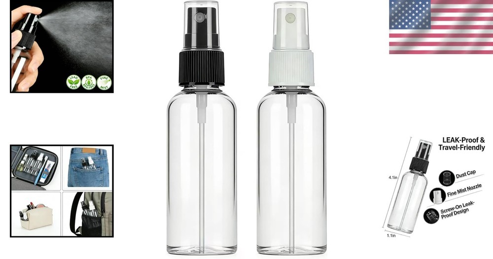 Thickened 1 Oz Plastic Travel Sprayers - Leak-Proof 2 Pack for Versatile Use
