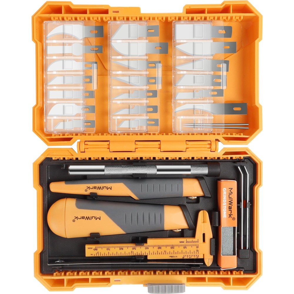 MulWark 41-Piece Precision Hobby Knife Set - Exacto Medium, Orange