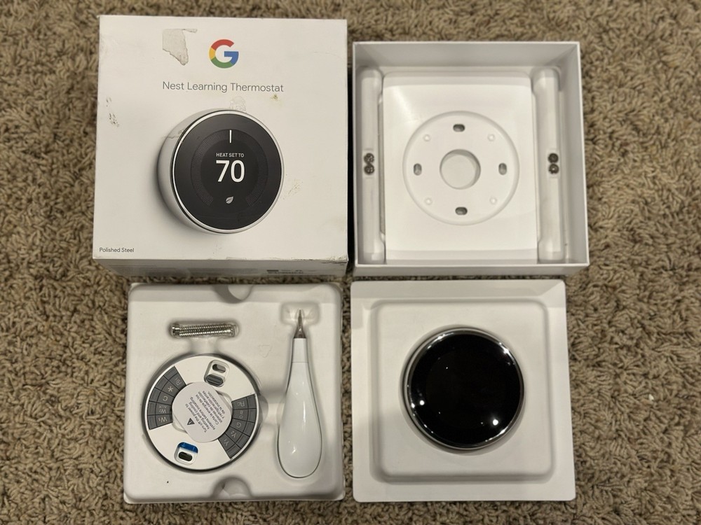 Google Neat Learning Thermostat 3rd Generation - Polished Steel