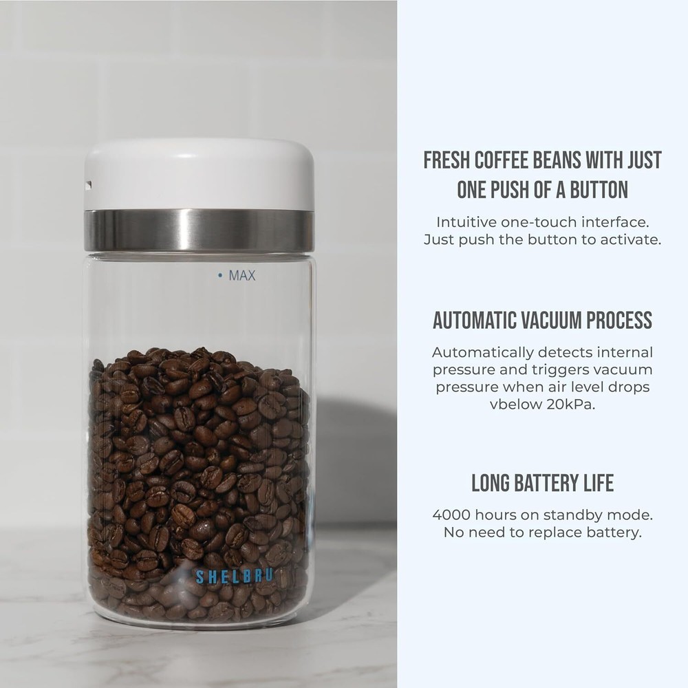 Shelbru Smart Canister, One-touch Interface Battery-Controlled Automatic...