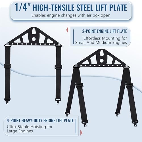 Universal 2/4-Point Engine Lift Sling Kit - 1200lb Capacity, Adjustable Nylon