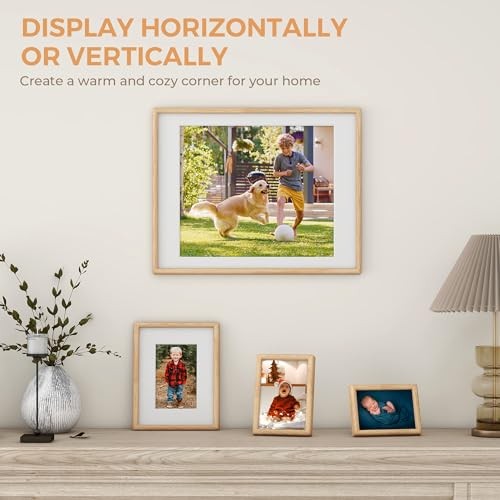 5x7 Picture Frame - Solid White Frame Matted to 4x6 - Rounded 5x7 - 1P Oak