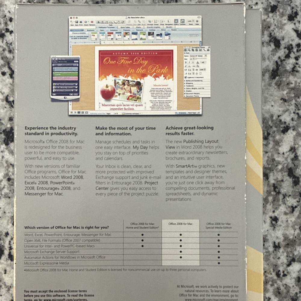 Microsoft Office:mac 2008 (Complete Box Set w/ Product Key)