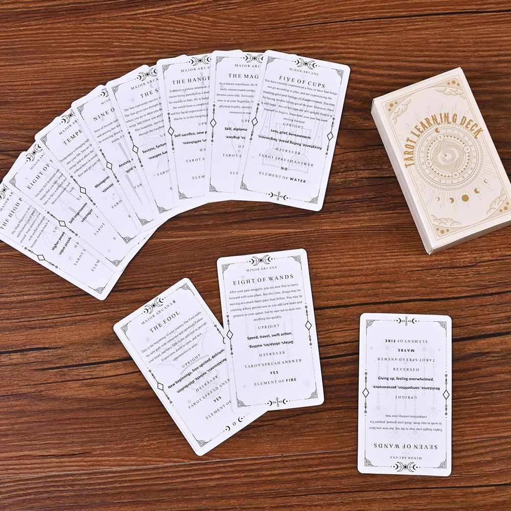 78 Clear Text Pattern Tarot Cards, Classic Tarot Learning Deck Fortune Tellin...