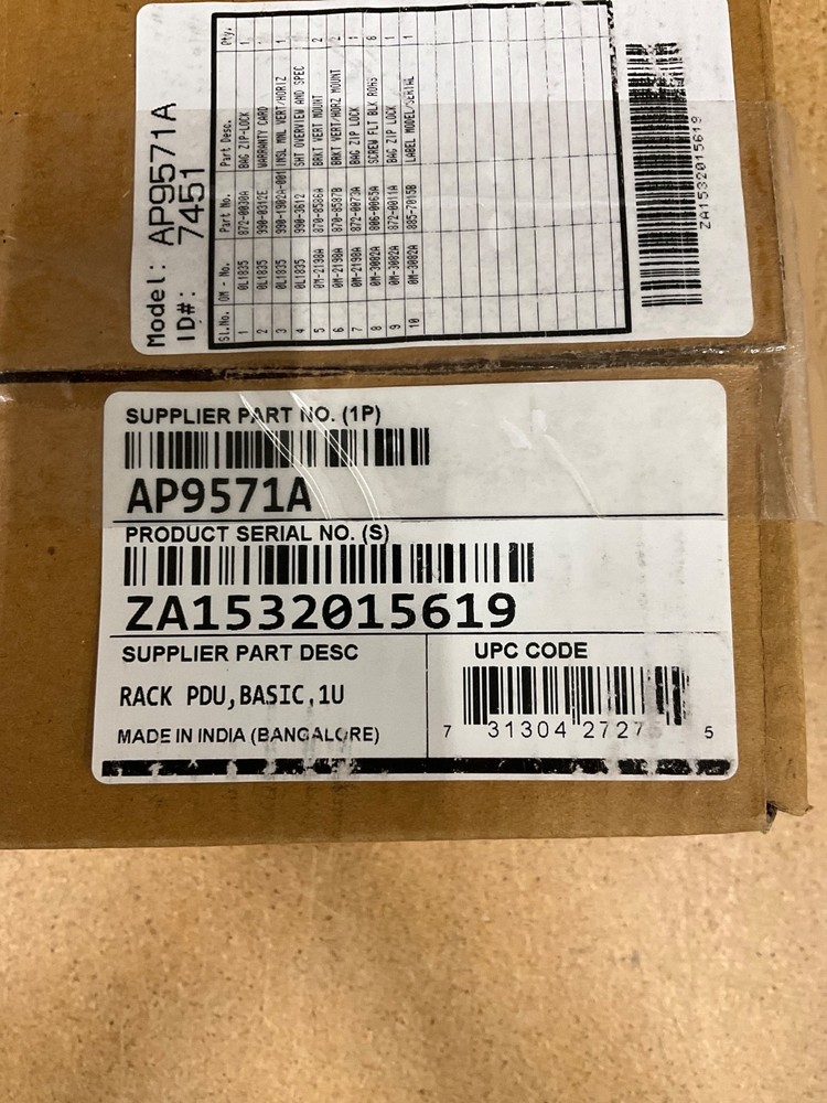 APC Rack PDU, Basic, 1U | AP9571A