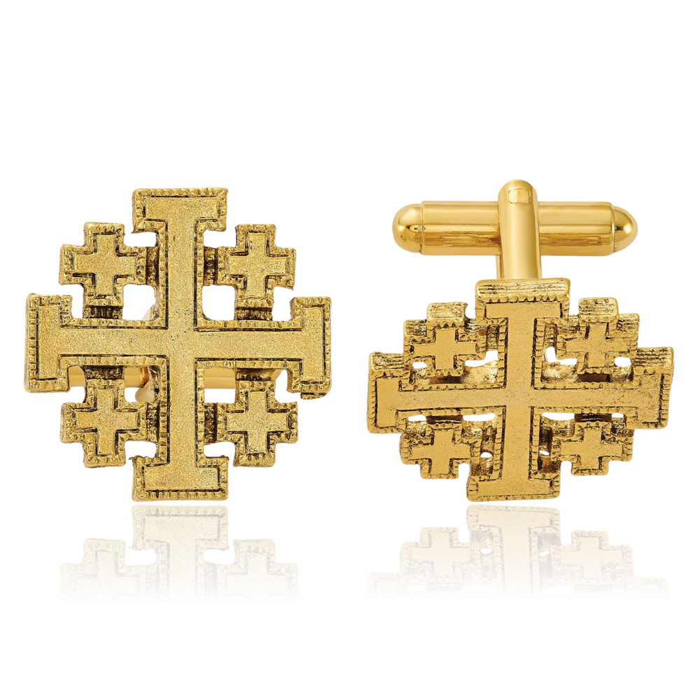 Gold Jerusalem Crusader Cross Cufflinks