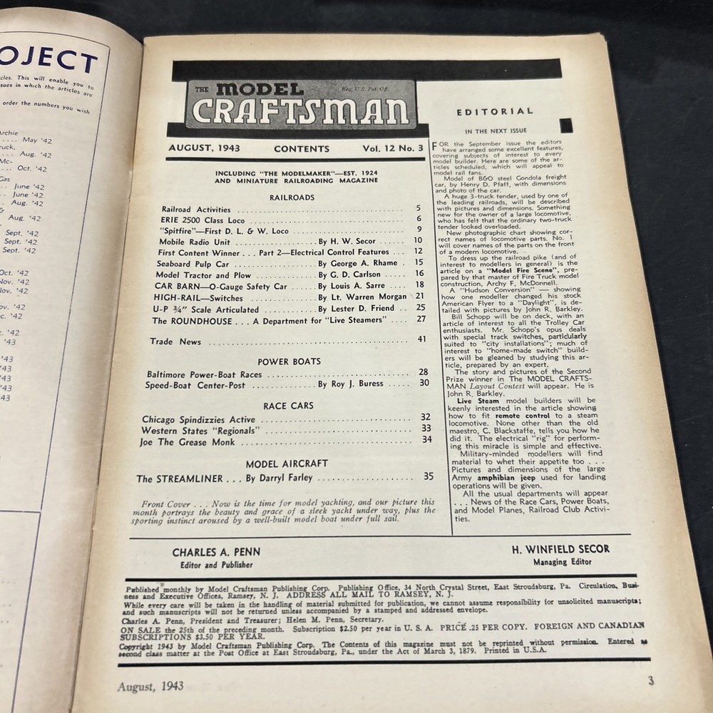 Model Craftsman August, 1943