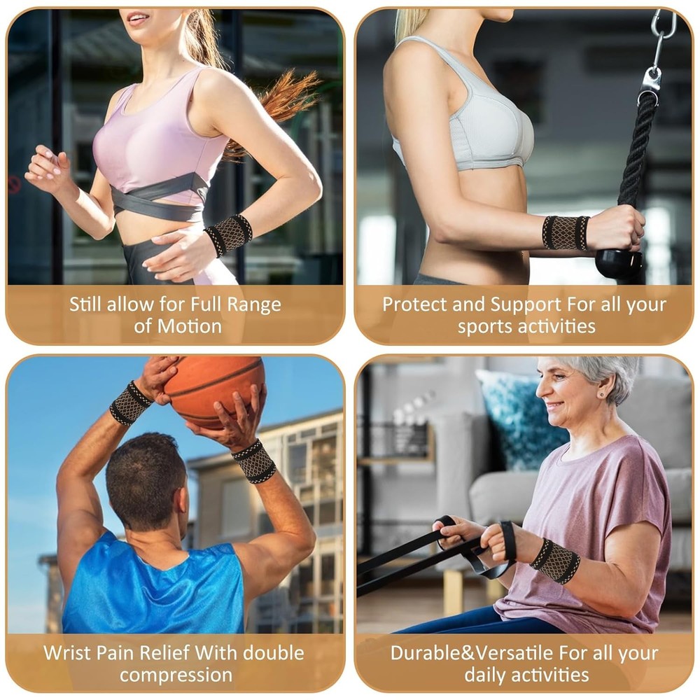Copper Wrist Compression Sleeve, Brace Support Wrap M