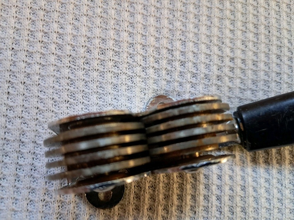 Vintage Ekco Metal Knife Sharpener Pull-Through Black Plastic Handle Great Shape